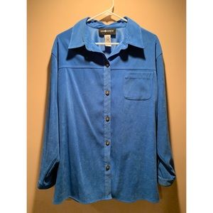 Faux Suede Blue Blouse